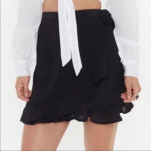 Nasty Gal Ruffle Wrap Skirt Black Size 4 NWT